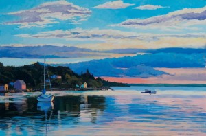 painting of sunset on Peggy's Cove road