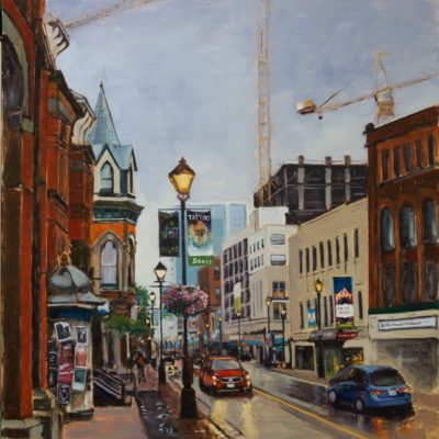 "Evening rain. Barrington st" 30X24 oil on panel, SOLD