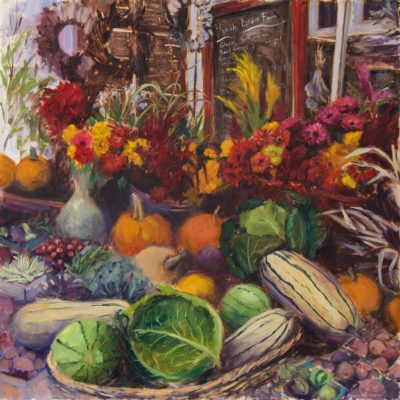 "Harvest. Historic farmers market. Halifax" 24X24 oil on panel,  contact the artist