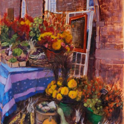 "Historic farmers market.Humble Burdock farm. Halifax" 24X20 oil on panel, contact the artist