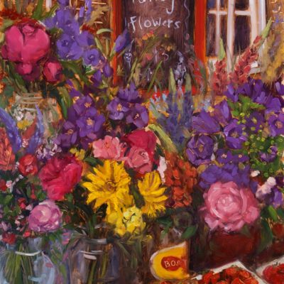 "Fancy flowers. Historic farmers market. Halifax" 12X16 oil on panel, SOLD